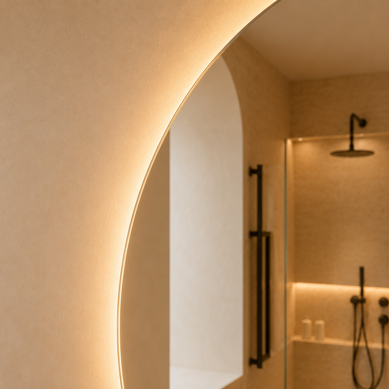 Kumlamasız LED Işıklı Yuvarlak Banyo Aynası - Gün Işığı