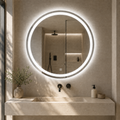 Dokunmatik Tuşlu ve LED Işıklı Yuvarlak Banyo Aynası - Beyaz Işık