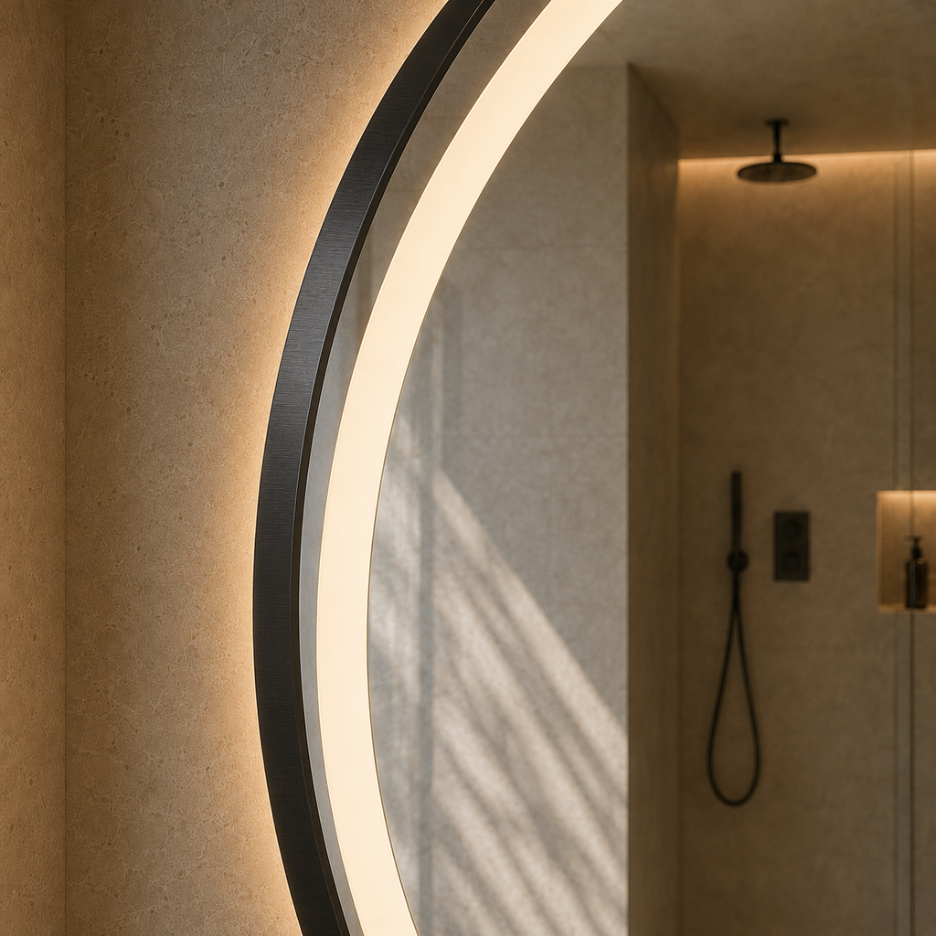 Dokunmatik Tuşlu ve LED Işıklı Yuvarlak Banyo Aynası - Gün Işığı
