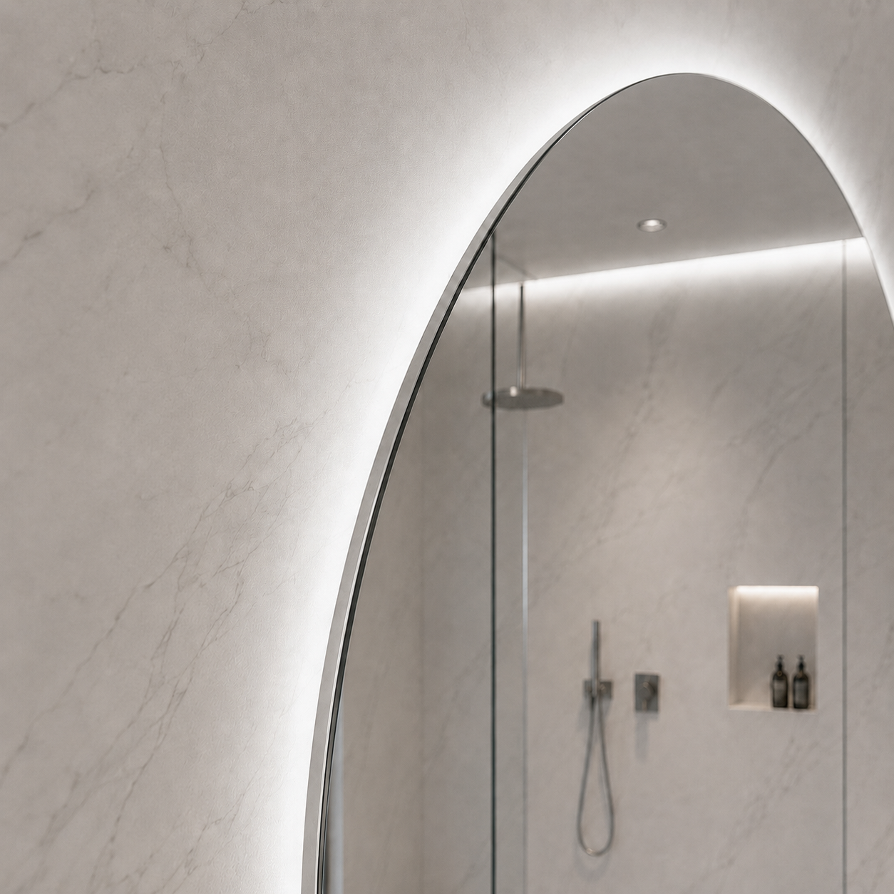 Kumlamasız LED Işıklı Elips Banyo Aynası - Beyaz Işık