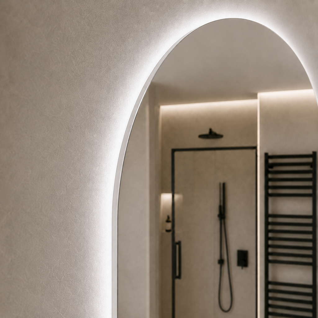 Kumlamasız LED Işıklı Oval Banyo Aynası - Beyaz Işık