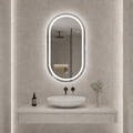 Dokunmatik Tuşlu ve LED Işıklı Oval Banyo Aynası - Beyaz Işık