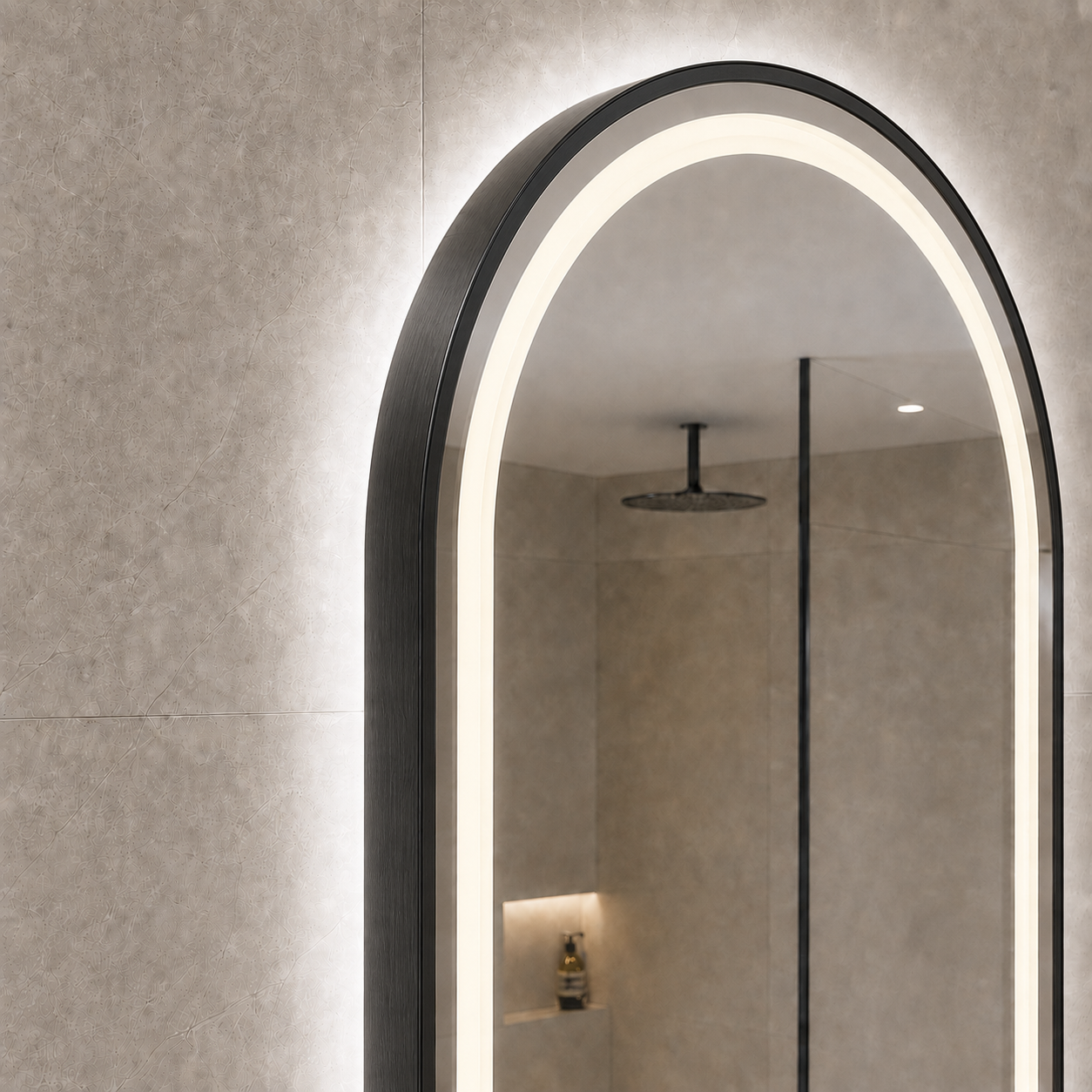 Buğu Çözücülü, Dokunmatik Tuşlu, LED Işıklı Oval Banyo Aynası - Beyaz Işık