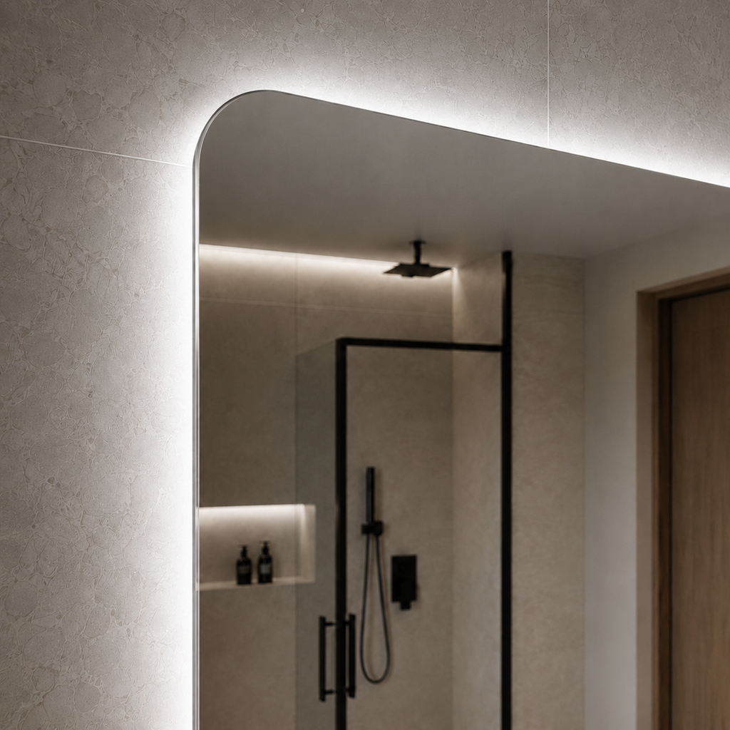 Kumlamasız Dokunmatik Tuşlu ve LED Işıklı Dikdörtgen Banyo Aynası - Beyaz Işık